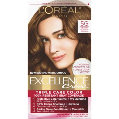 L'Oreal Paris Excellence Creme Permanent Triple Care Hair Color, 5G Medium Golden Brown, G