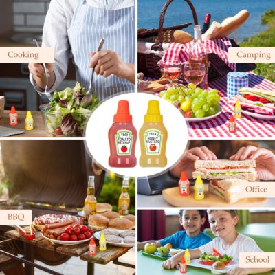 RONRONS 4 Pieces Mini Ketchup Bottles for Bento Box Accessories, 25ml Mini Condiment Squee - Image 7