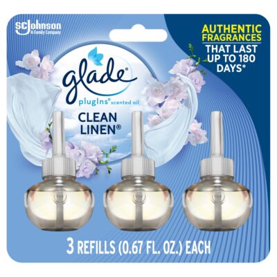 Glade PlugIns Refills Air Freshener, Scented and Essential Oils for Home and Bathroom, Cle