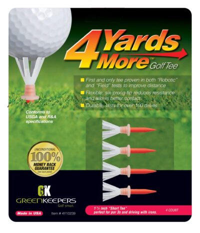 4 Yards More Golf Tees - 1 3/4" Short Tee (4 Red Tees)