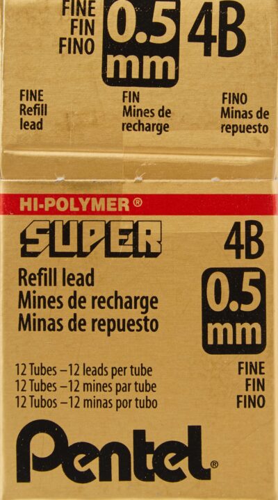 Pentel Super Hi-Polymer Lead Refill, 0.5mm, Fine, 4B, 144 Pieces of Lead (C505-4B),Gray - Image 2