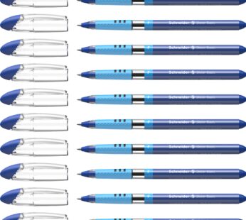 Schneider Slider Basic F (Fine) Ballpoint Pen, 0.7 mm, Transparent Barrel, Blue Ink, Box o