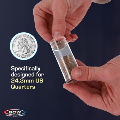 BCW Quarter Coin Storage Tubes - 10 ct | Archival Quality Plastic Coin Holders, Screw-On C - Image 5