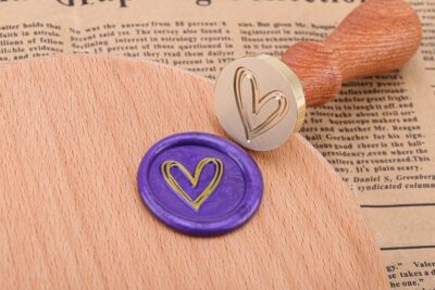 Heart Wax Seal Stamp, Yoption Vintage Brass Head Wooden Handle Sealing Stamp for Wedding I - Image 5