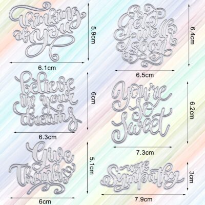 6 Pieces Die Cuts Words Metal Words Die Cut for Card Making Embossing Word Cutting Dies In - Image 2
