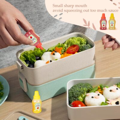 RONRONS 4 Pieces Mini Ketchup Bottles for Bento Box Accessories, 25ml Mini Condiment Squee - Image 4