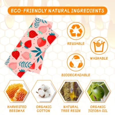 Reusable Beeswax Wrap - 9 Pack Eco-Friendly Beeswax Wraps For Food, Organic, Sustainable, - Image 2