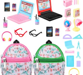 29 Pieces Dollhouse Accessories Mini Laptop Computer Tablet Phone Toy Miniature Glasses He