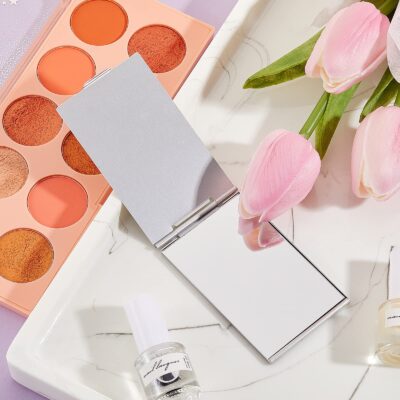 Blulu 2 Pieces Mini Portable Folding Mirrors for Purse, Ultra Slim Pocket Makeup Travel Mi - Image 6
