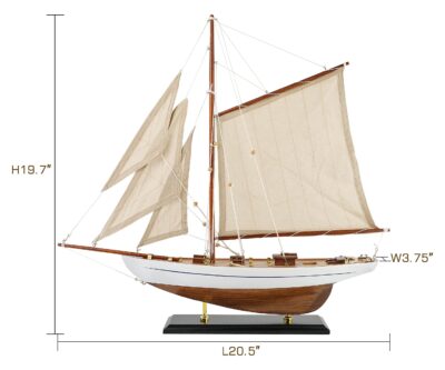 SAILINGSTORY Wooden Sailboat Decor Sailboat Model Boat Decor Ship Model Yacht Ivory Antiqu - Image 2