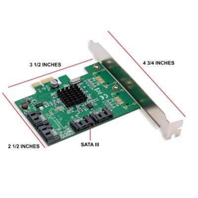 I/O Crest 4 Port SATA III PCI-e 2.0 x1 Controller Card Marvell 9215 Non-Raid with Low Prof - Image 3