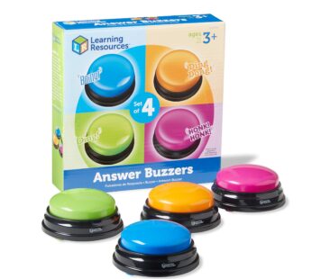 Learning Resources Answer Buzzers – Set of 4, Ages 3+, Assorted Colored Buzzers, Game Show