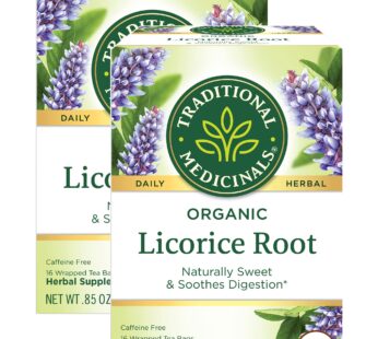 Traditional Medicinals Organic Licorice Root Herbal Tea, Soothes Digestion, (Pack of 2) –