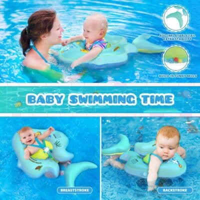 No Flip Over Baby Pool Float with Canopy UPF50+ Sun Protection, Inflatable Float with Spon - Image 6