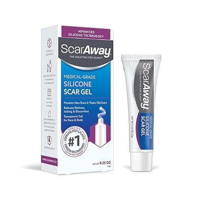 ScarAway Silicone Scar Gel, Helps Improve Size, Color & Texture of Hypertrophic & Keloid Scars from Injury, Burns & Surgery, Water Resistant, 10g (0.35 Oz)