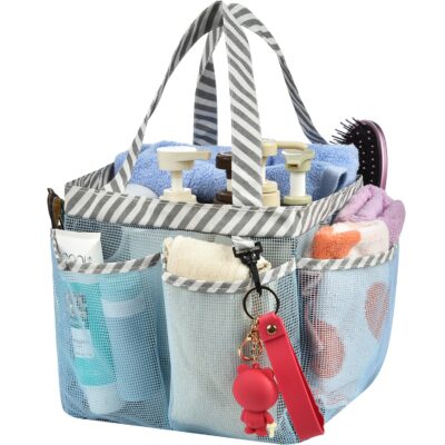 Haundry Mesh Shower Caddy Tote, Portable Shower Caddy Bag with 8 Pockets for College Dorm