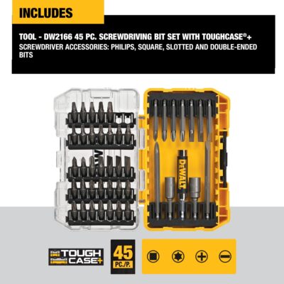 DEWALT Screwdriver Bit Set with Tough Case, 45-Piece (DW2166), Grey/Silver Screwdriving Se - Image 2