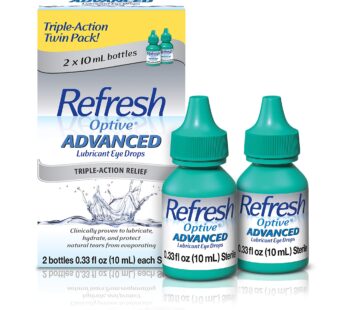 Refresh Optive Advanced Eye Drops, 0.33 Fl Oz (Pack of 2)(Twin Pack)