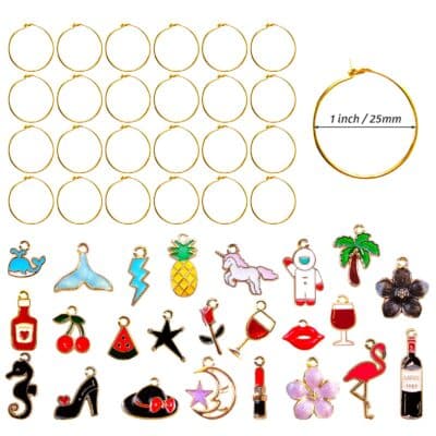 24 Pieces Wine Glass Charms Wine Glass Markers Wine Charms for Glasses Wine Glasses Identi - Image 2