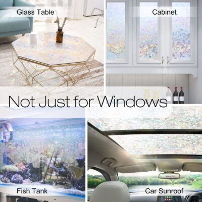 rabbitgoo Window Privacy Film, Rainbow Window Clings, 3D Decorative Window Vinyl, Stained - Image 6