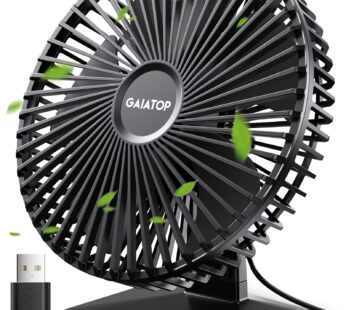 Gaiatop USB Desk Fan, Portable Powerful Small Table Fan, 6.5 Inch Quiet 4 Speeds Wind Desk