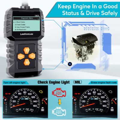 OBD2 Scanner Ease Setup Plug-Play: Clear Reset Engine Error Code Professional Code Reader - Image 4