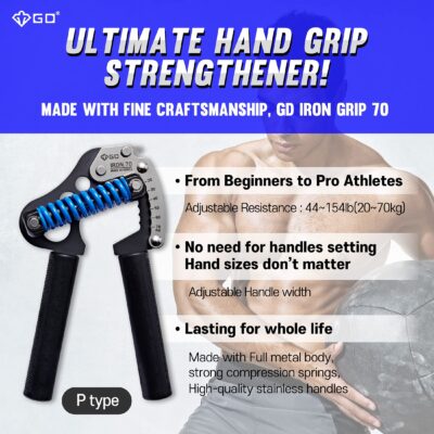 GD IRON GRIP 70(P) Adjustable Hand Grip Strengthener, 44~154lbs Grip Strength Trainer Prem - Image 2