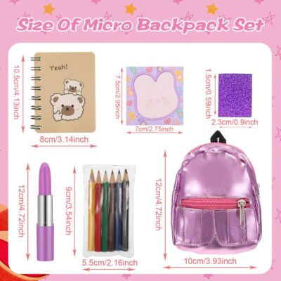 Zhanmai Mini Doll Backpack with 10 Stationery Surprises Inside, Pink, Unisex - Image 4