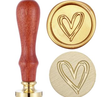 Heart Wax Seal Stamp, Yoption Vintage Brass Head Wooden Handle Sealing Stamp for Wedding I