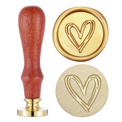 Heart Wax Seal Stamp, Yoption Vintage Brass Head Wooden Handle Sealing Stamp for Wedding I