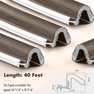 BBTO Door Weather Stripping Soundproof Door Seal Strip V-Shaped "Q" Foam Kerf Weather Stri - Image 3
