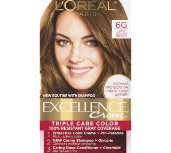 L’Oreal Paris Excellence Creme Permanent Triple Care Hair Color, 6G Light Golden Brown, Gr