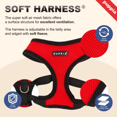 Puppia Soft Dog Harness No Choke Over-The-Head Triple Layered Breathable Mesh Adjustable C - Image 4