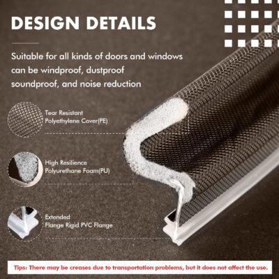 BBTO Door Weather Stripping Soundproof Door Seal Strip V-Shaped "Q" Foam Kerf Weather Stri - Image 4