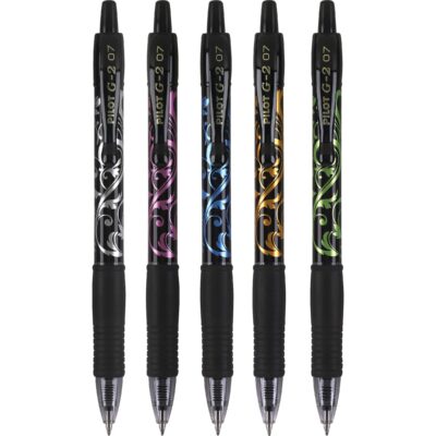 Pilot, G2 Premium Gel Roller Pens, Fine Point 0.7 mm, Fashion Collection, Black, Pack of 5 - Image 4