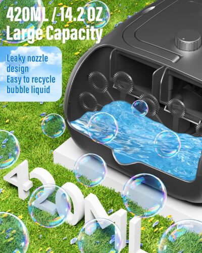 Bubble Machine - 16 Wands 8000+ Bubbles/min Bubble Machine for Kids and Toddlers - 14.2oz - Image 3