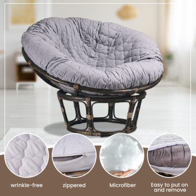 Hudson Comfort Papasan Cushion Cover - Quilted Shape, Soft Microfiber Fabric, Zippered Pap - Image 3