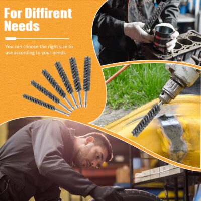 Stainless Steel Bore Brush Stainless Steel Bristles Wire Brush for Power Drill with Hex Sh - Image 6
