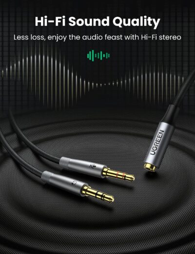 UGREEN Headphone Splitter Adapter 3.5mm 2 Male to Female Smartphone Headset Cable Mic and - Image 4