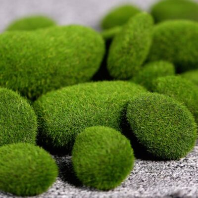 TecUnite 20 Pieces Artificial Moss Rocks Decorative Faux Green Moss Covered Stones (2 Size - Image 3