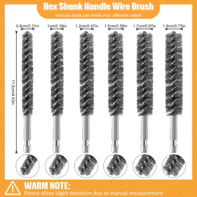 Stainless Steel Bore Brush Stainless Steel Bristles Wire Brush for Power Drill with Hex Sh - Image 2