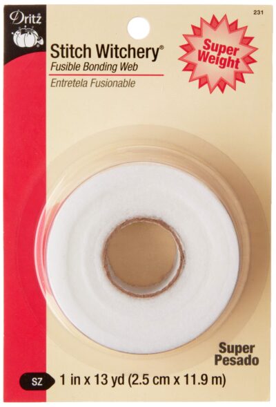 Dritz Stitch Witchery Fusible, Super Weight, 1 Roll, White Bonding Web, 1-Inch X 13-Yards