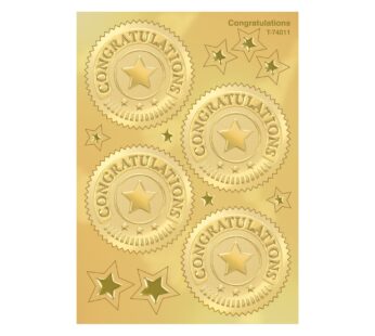 Congratulations (Gold) Award Seals Stickers – 4 stickers per sheet, 8 sheets