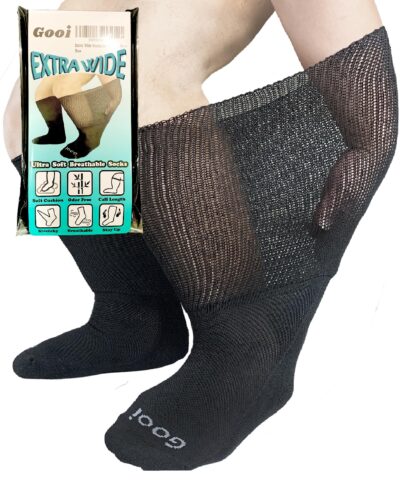 Gooi Extra Wide Socks for Swollen Feet Soft Stretch up to 30" Seniors Diabetics Men Women
