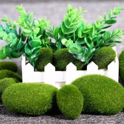 TecUnite 20 Pieces Artificial Moss Rocks Decorative Faux Green Moss Covered Stones (2 Size - Image 5