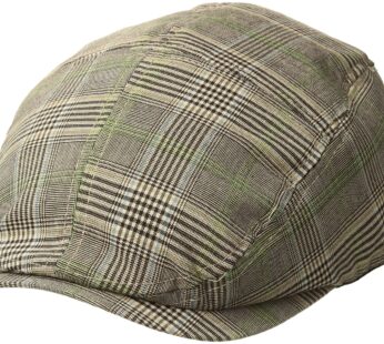 MG Mens Plaid Ivy Newsboy Cap Hat (Brown, Large)