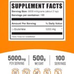BulkSupplements.com L-Glutamine Powder - Glutamine Supplement, L-Glutamine 5000mg, L Glutamine Powder - Unflavored & Gluten Free, 5000mg per Serving, 500g (1.1 lbs) (Pack of 1) - Image 2