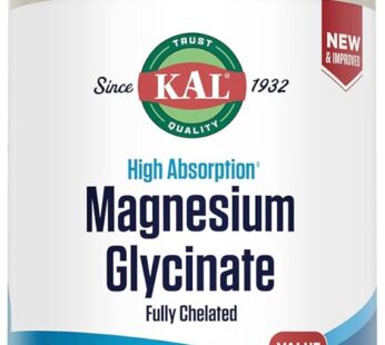 KAL Magnesium Glycinate, New & Improved Fully Chelated High Absorption Formula with BioPerine, Bisglycinate Chelate for Stress, Relaxation, Muscle & Bone Health Support, 60 Servings, 240 VegCaps