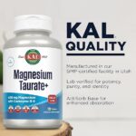 KAL Magnesium Taurate 400mg Plus Vitamin B6, Chelated Magnesium Supplement, High Absorption Magnesium Complex, Muscle and Heart Health Support, Vegan, Gluten Free, 60-Day Guarantee, 60 Serv, 120 Tabs - Image 4