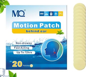 MQ 20ct Motion Sickness Patches Light Color – Cruise Ship Travel Essentials – Sea Sickness Patches Non Drowsy & Waterproof, Fast Acting & Long Lasting 72H